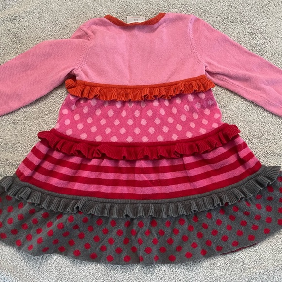 Hanna Anderson pink red orange grey dress EUC 90. 12” ptp, 21” nape to hem. - Picture 3 of 6